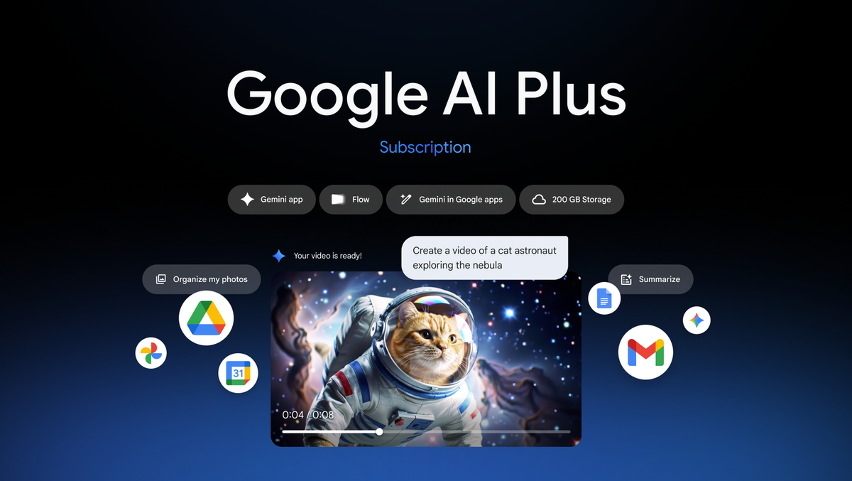 Google AI Plus drops, taking a swing at ad-powered rivals.